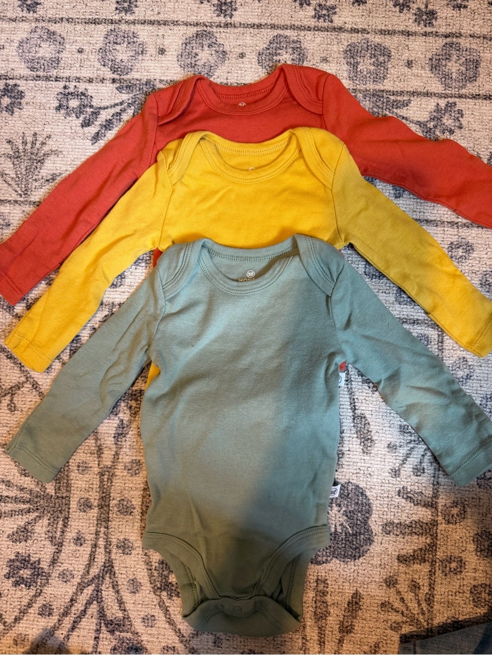 Honest Baby One-Piece Bodysuits - Orange, Yellow, Sage NWOT